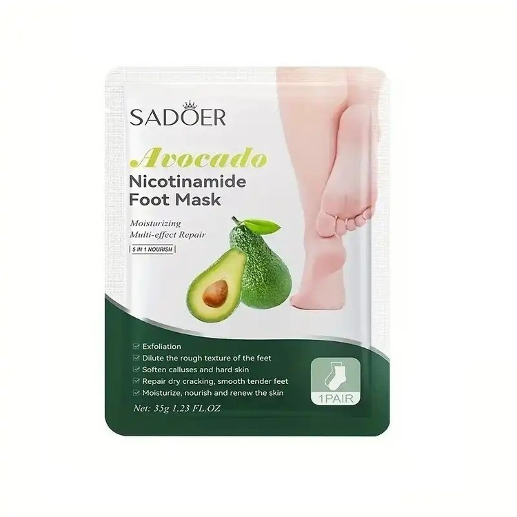 ماسک ورقه ای پا لایه بردار و سفید کننده و ترمیم کننده آووکادو سادور SADOER ماسک پا