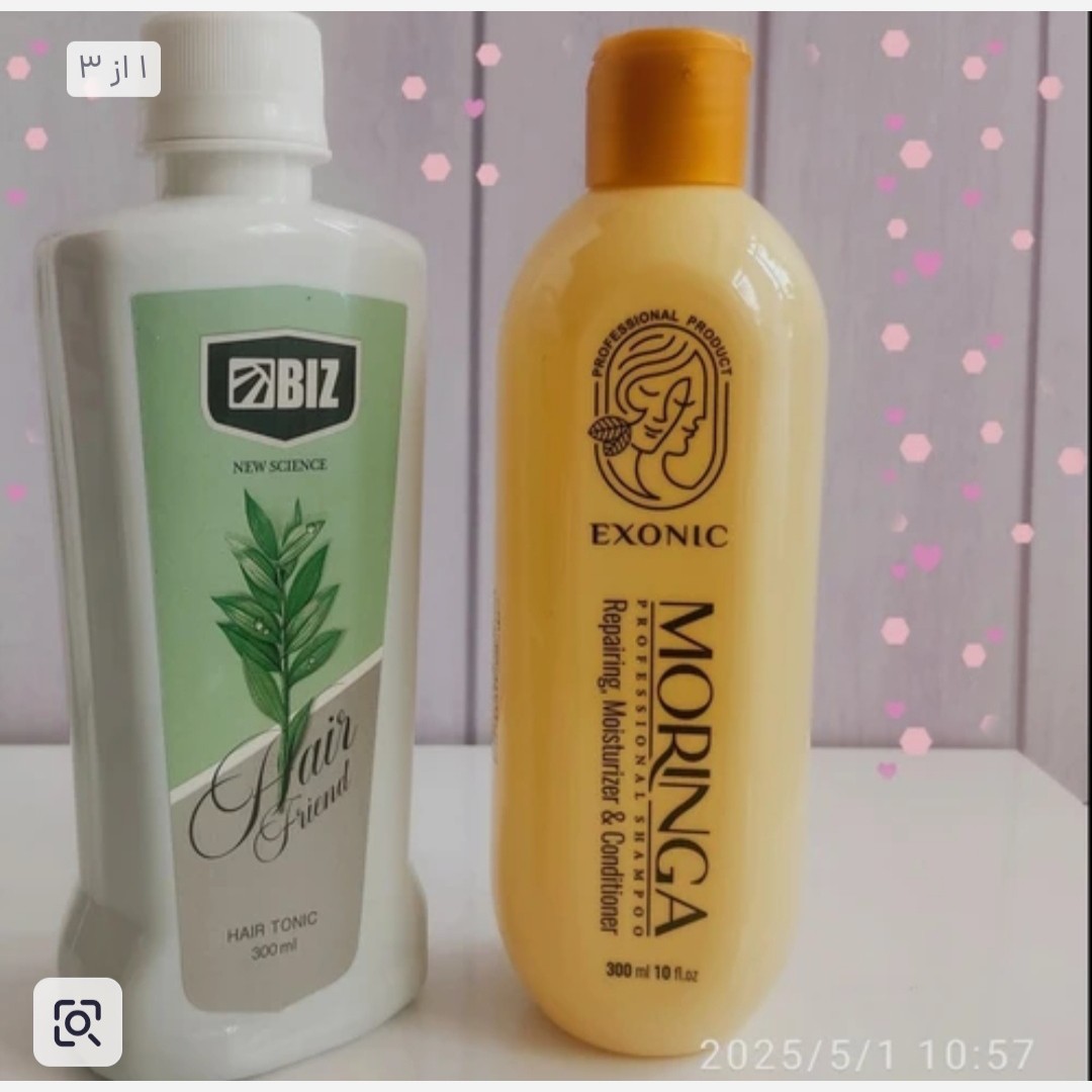 پک قطع ریزش مو تونیک هیرفرند و شامپو مورینگا قطع کامل ریزش مو اصل اصل