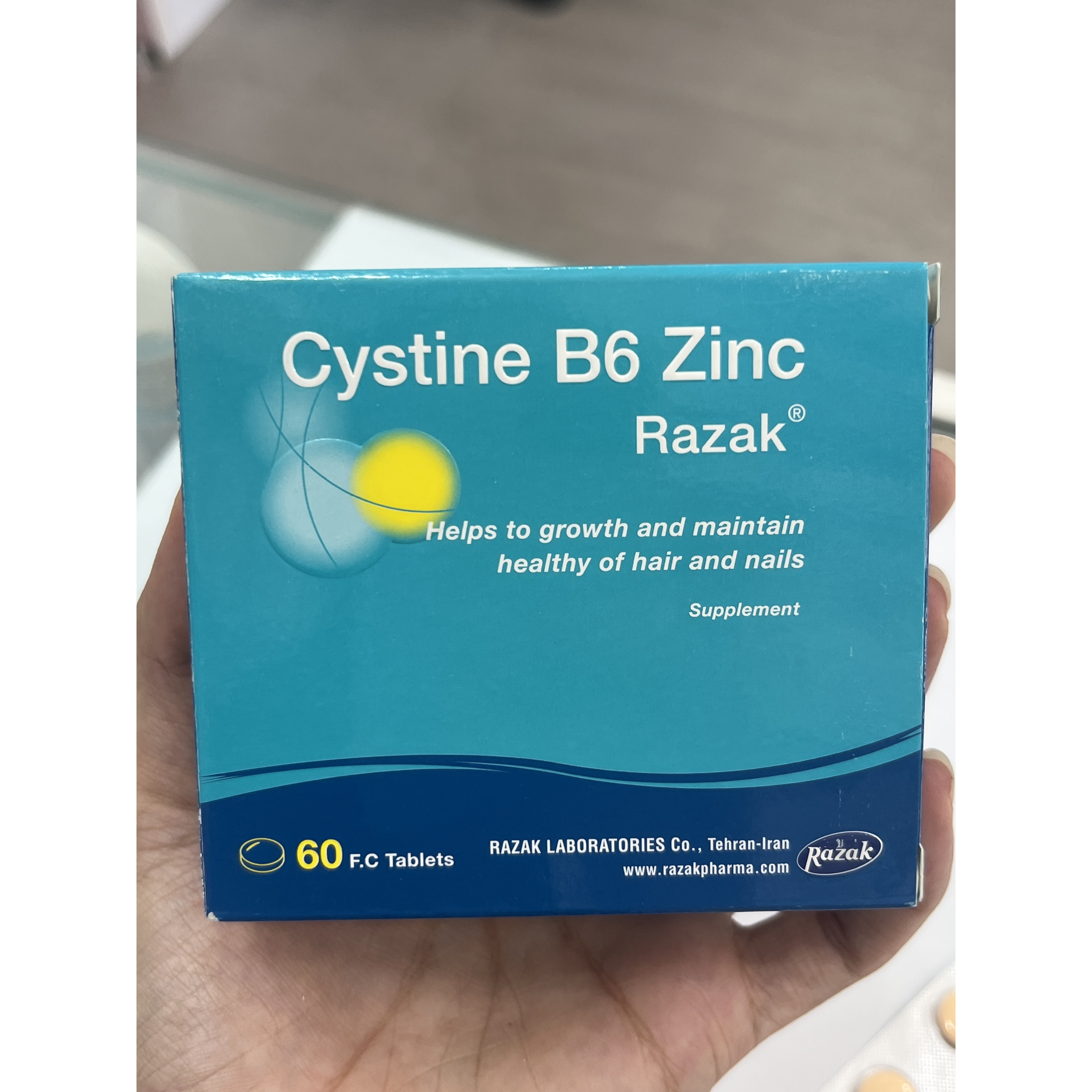قرص سیستین B6 زینک رازک برای رشد و سلامت مو و ناخن 60 عدد
