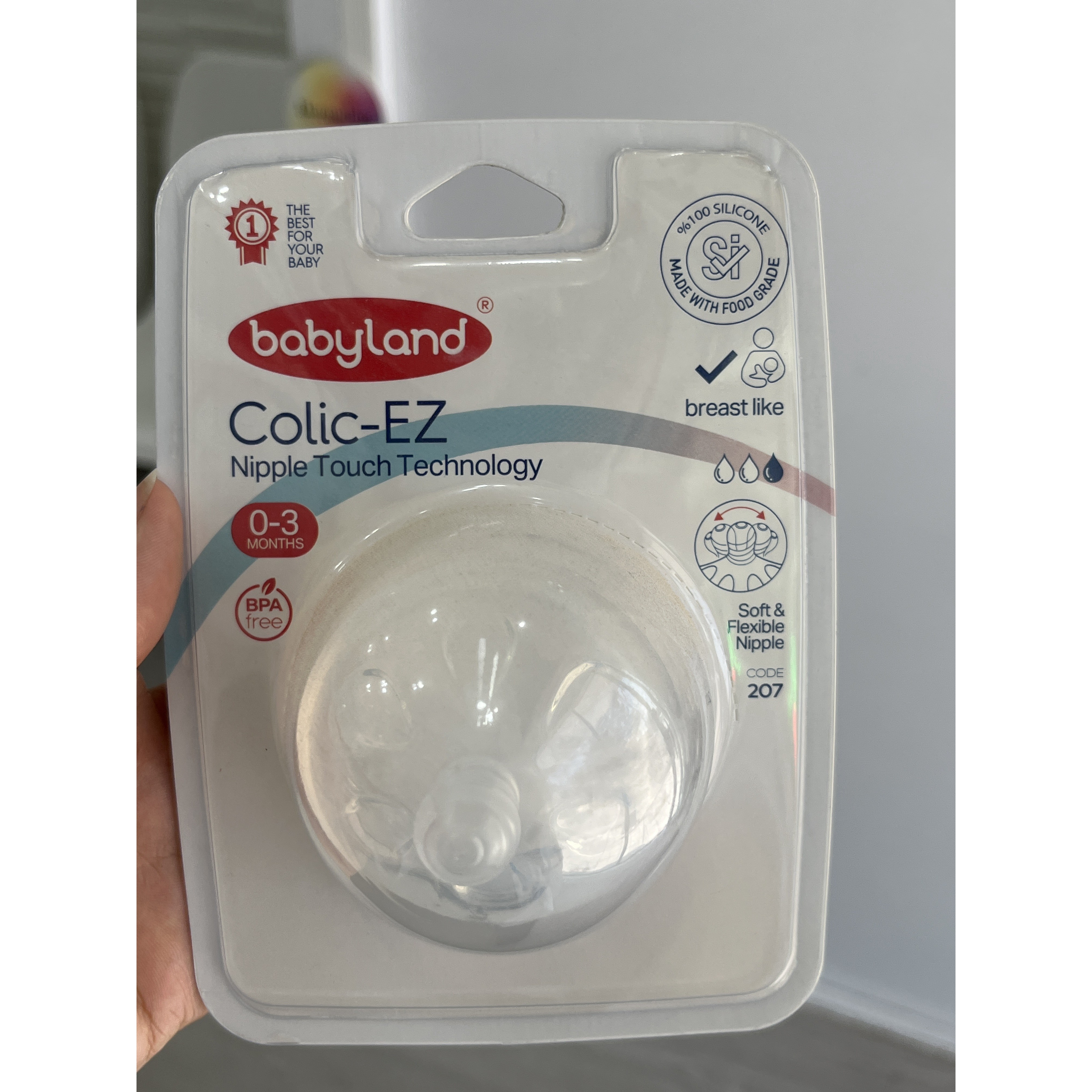 سرشیشه سیلیکونی بیبی لند مدل Colic-EZ کد 207 مناسب 0 تا 3 ماه