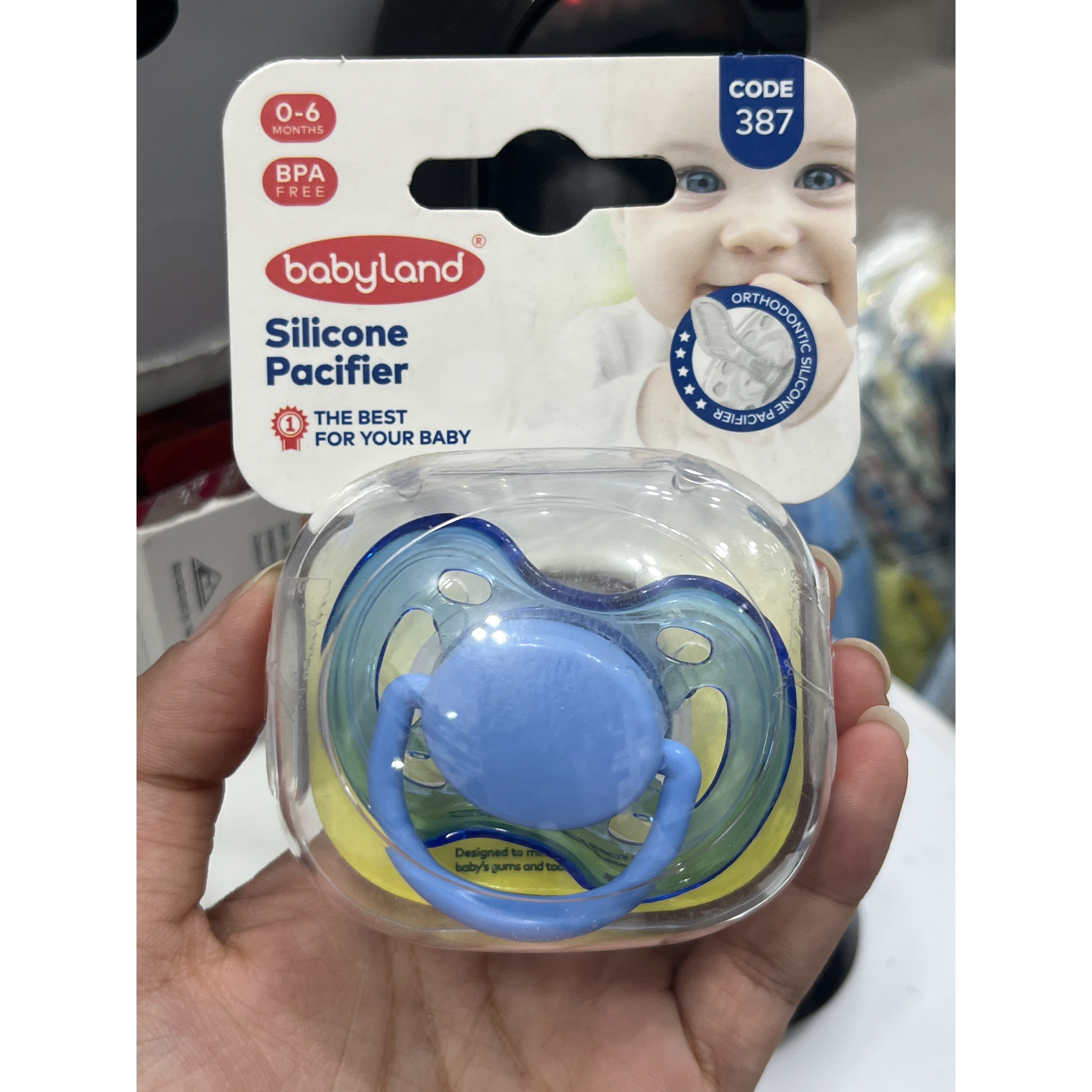 پستانک سیلیکونی بیبی لند کد 387 مناسب 0 تا 6 ماه فاقد BPA