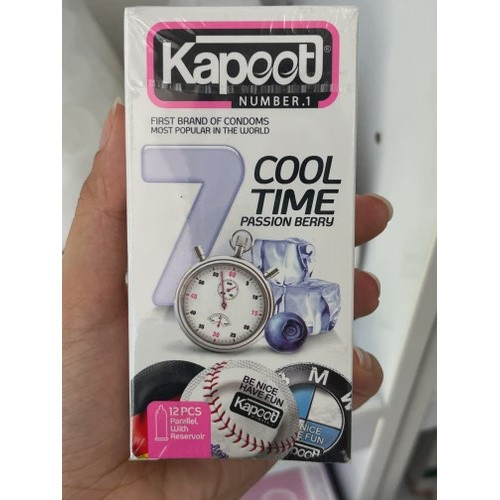 کاندوم کاپوت مدل 7 Cool Time Passion Berry تاخیری و خنک کننده 12 عدد