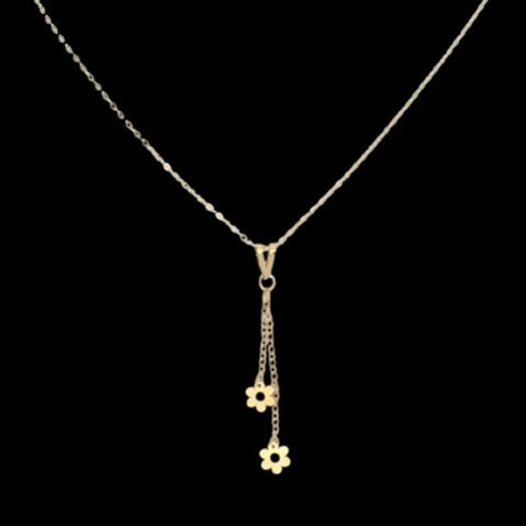 گردنبند طلا 18 عیار گل دوبل 0.390گرم