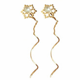 گوشواره طلا 18عیار گل مروارید بخیه ای 0.600گرم