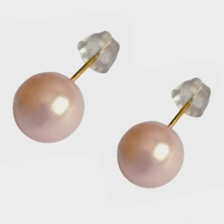 گوشواره طلا 18عیار میخی مروارید صورتی 0.210گرم