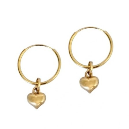 گوشواره طلا 18عیار حلقه ای قلب بادکنکی 0.750گرم