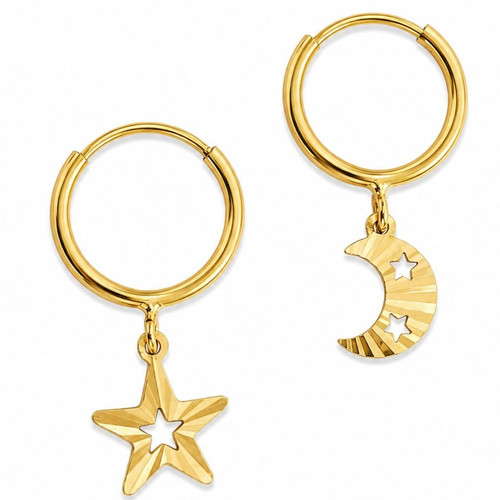 گوشواره طلا 18عیار ماه و ستاره 0.920گرم