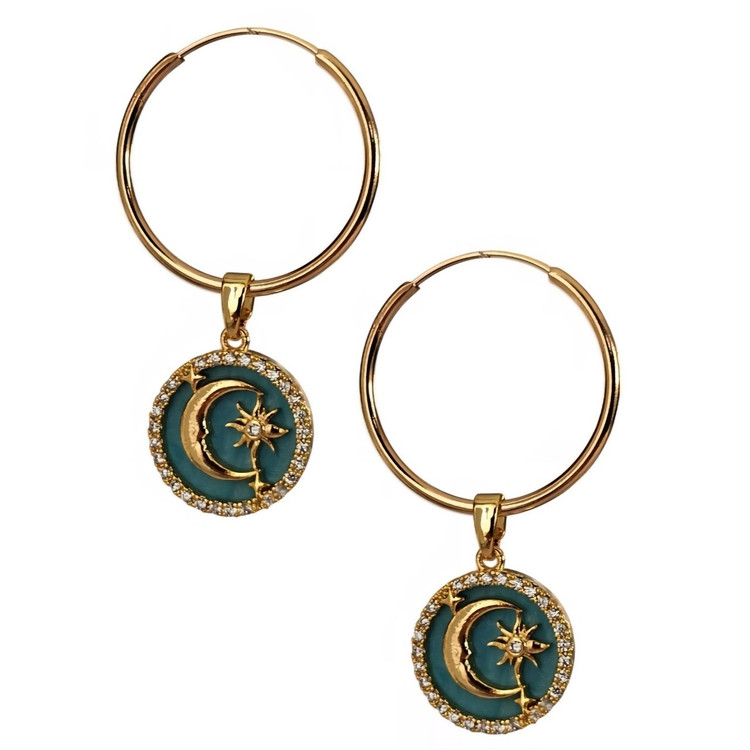 گوشواره طلا 18عیار حلقه ای ماه و ستاره 1.520گرم