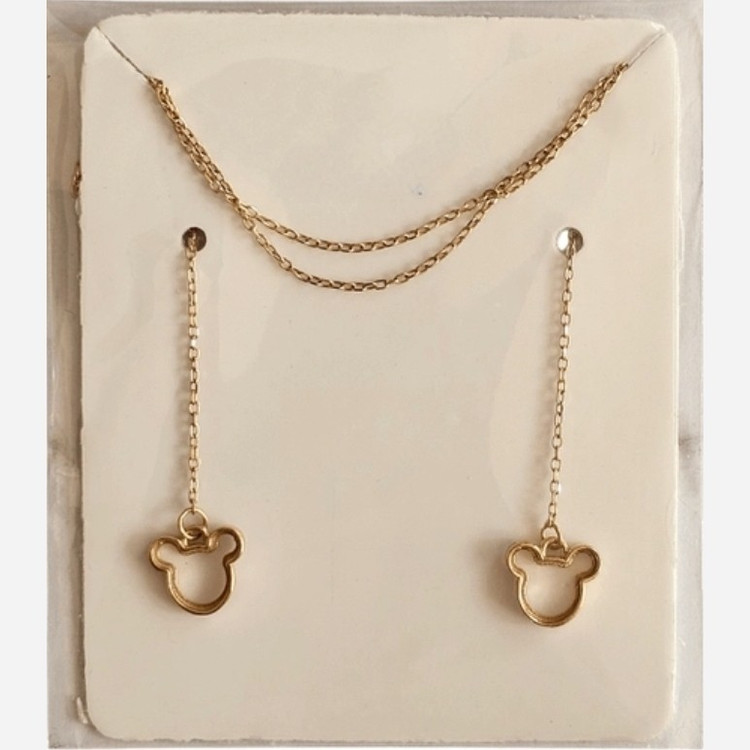 گوشواره بخیه ای طلا 18عیار میکی موس 1.360گرم