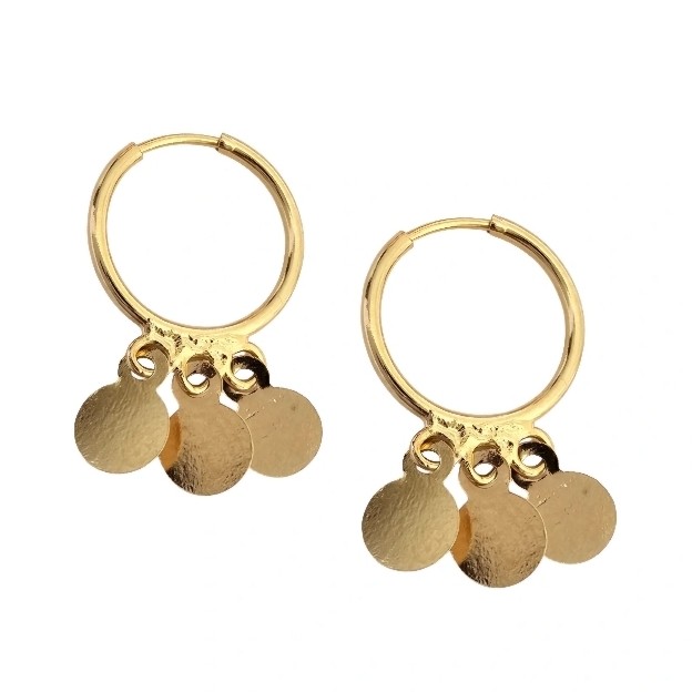 گوشواره طلا 18عیار حلقه ای پولکی 0.740گرم