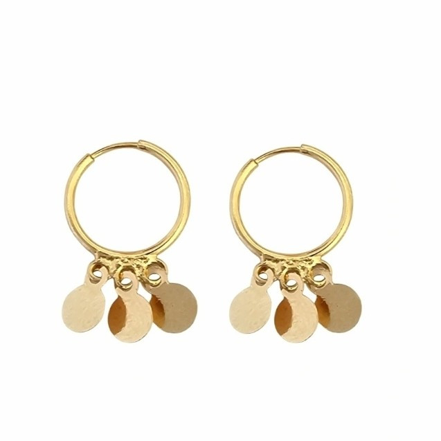گوشواره طلا 18عیار حلقه ای پولکی 0.740گرم